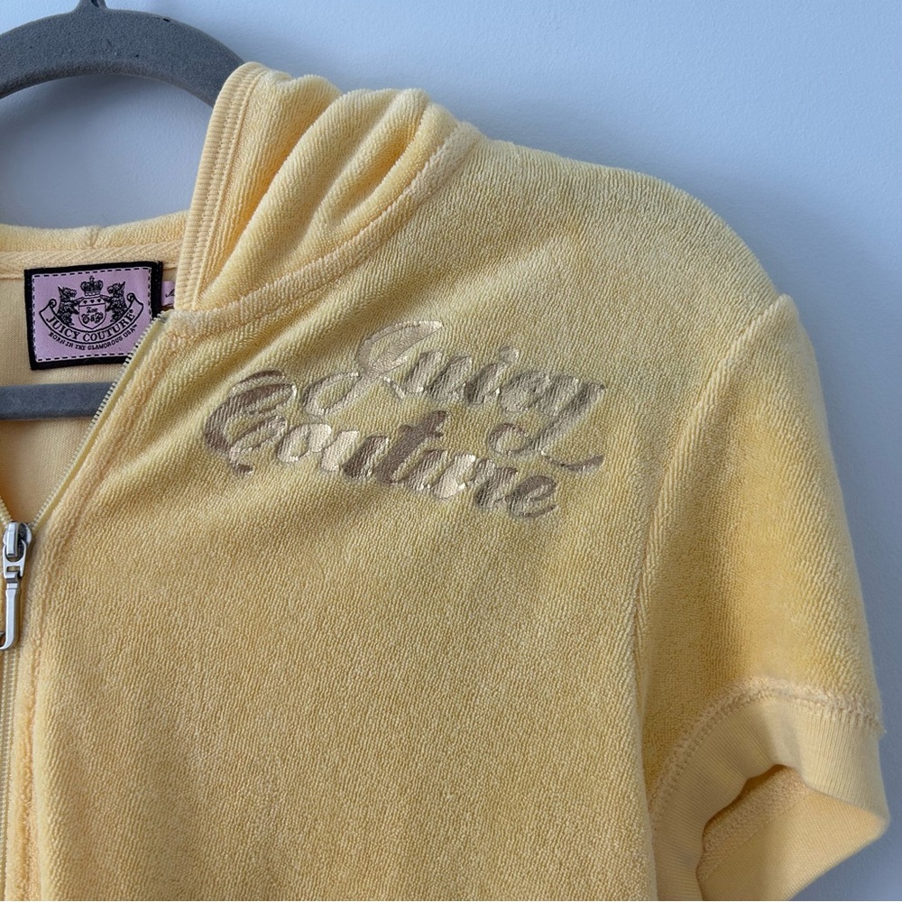Vintage Juicy Couture Y2K Yellow Short Sleeve Track Suit Jacket XL - Picture 3 of 10